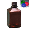 Бутылка квадратная 270 мл коричневая с крышкой и контрольным кольцом ПЭТ